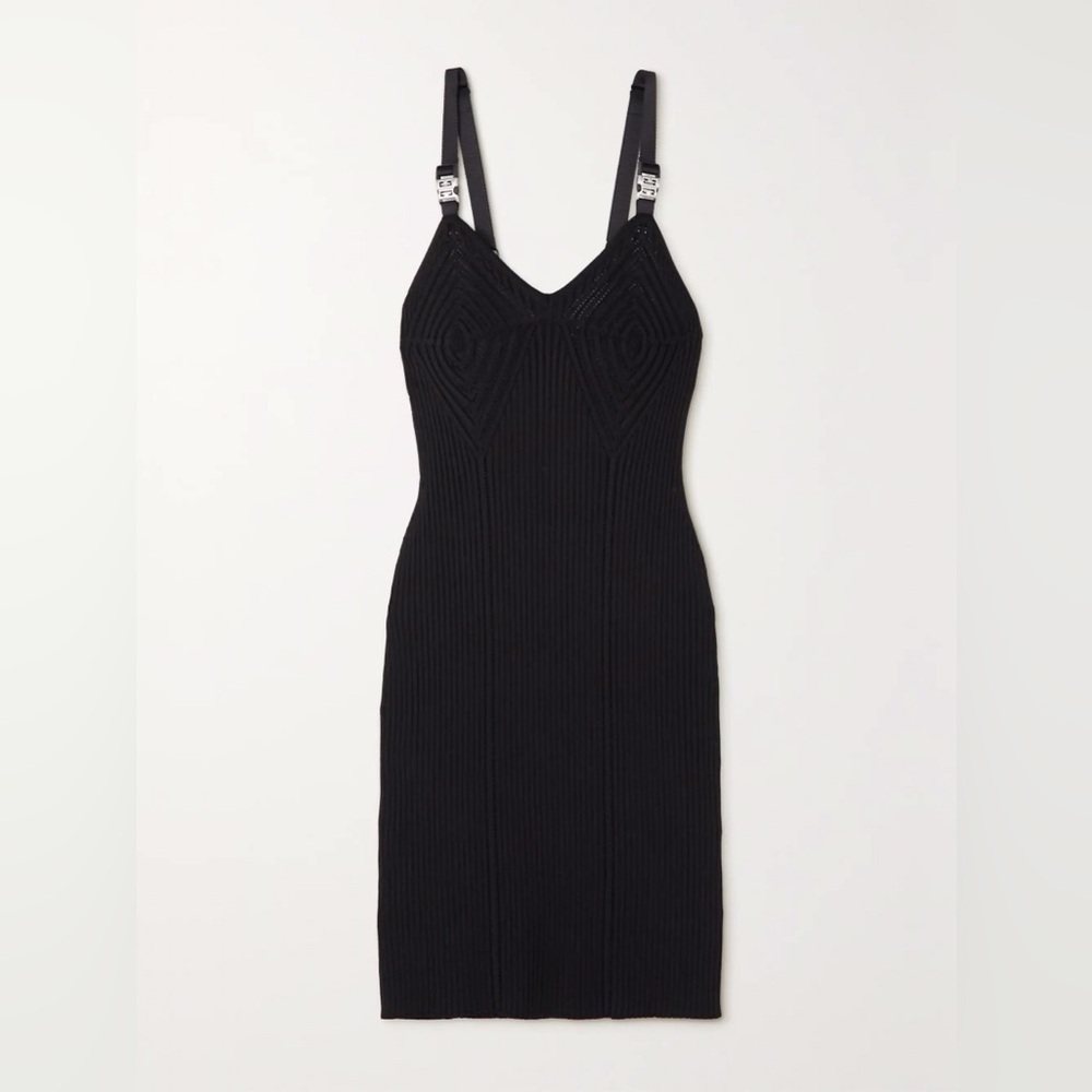 Givenchy Black Mini Dress in knit with 4G buckle straps
